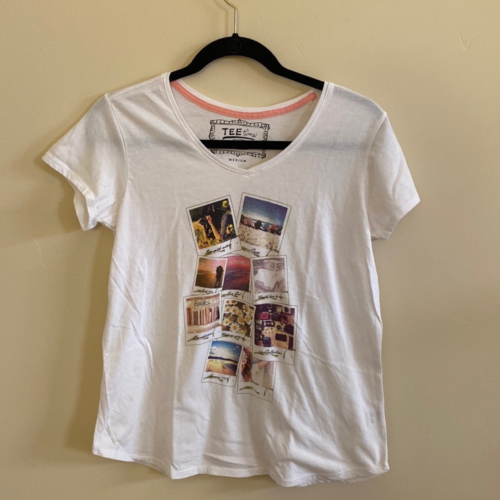 Forme tee time Polaroids graphic white r shirt